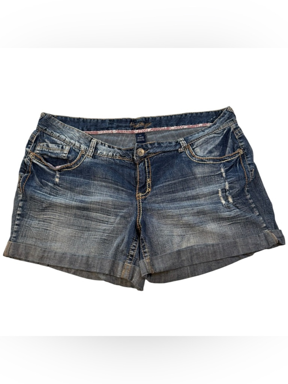 Amethyst Jeans Washed Blue Roll-Cuff Denim Shorts